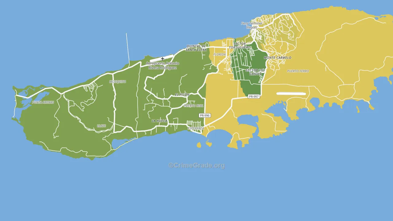Esperanza, PR Map of Vehicle Theft Rates