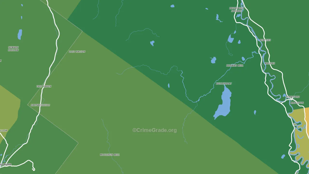 Essex County, VT Map of Vehicle Theft Rates