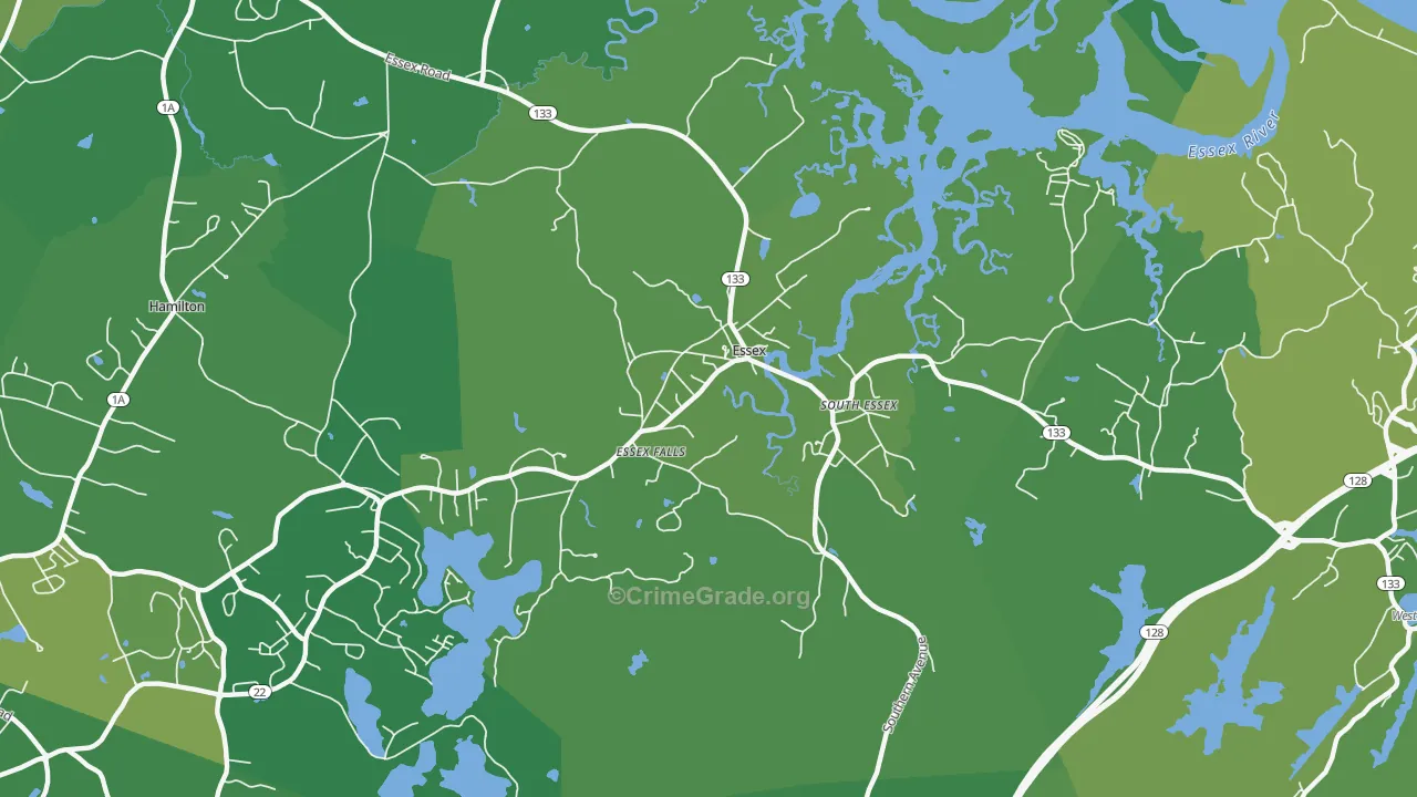 Essex, MA Map of Vehicle Theft Rates