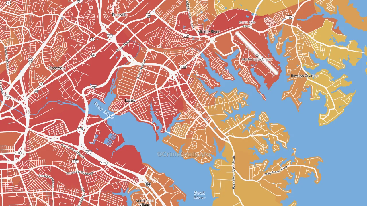 Essex, MD Map of Vehicle Theft Rates