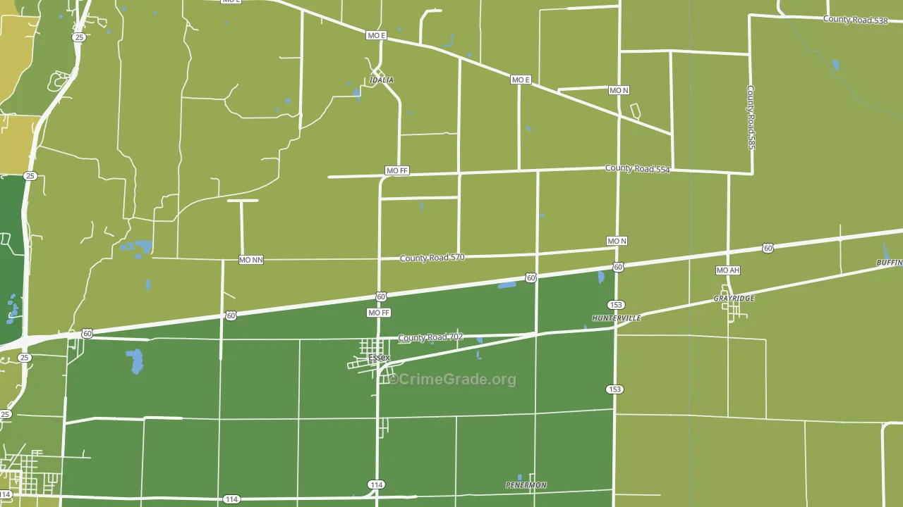 Essex, MO Map of Vehicle Theft Rates