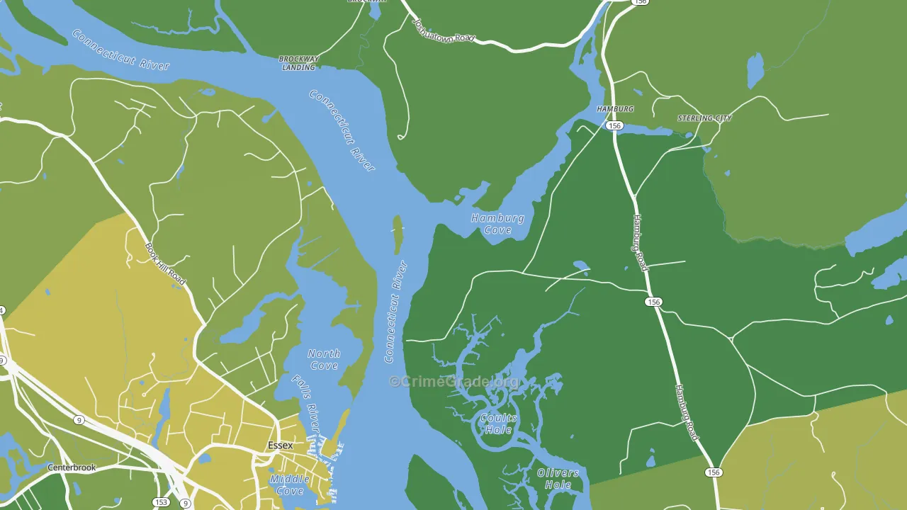 Essex Village, CT Map of Vehicle Theft Rates