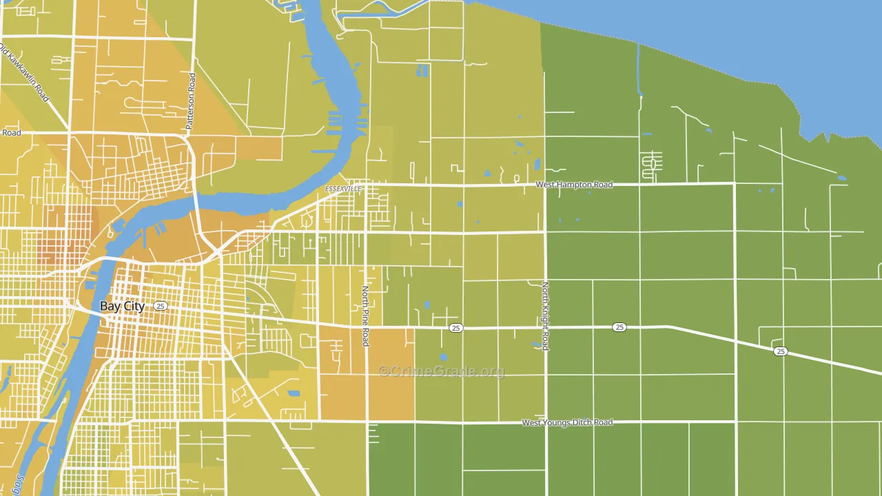 Essexville, MI Map of Vehicle Theft Rates