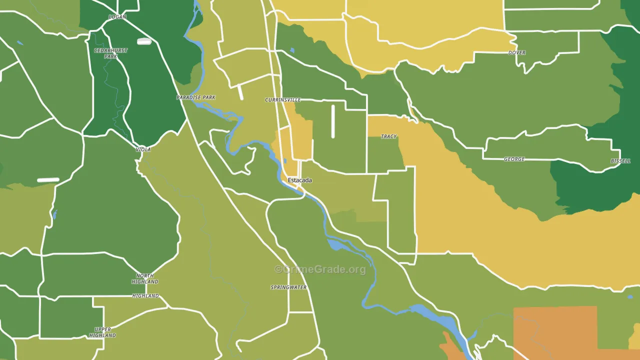 Estacada, OR Map of Vehicle Theft Rates