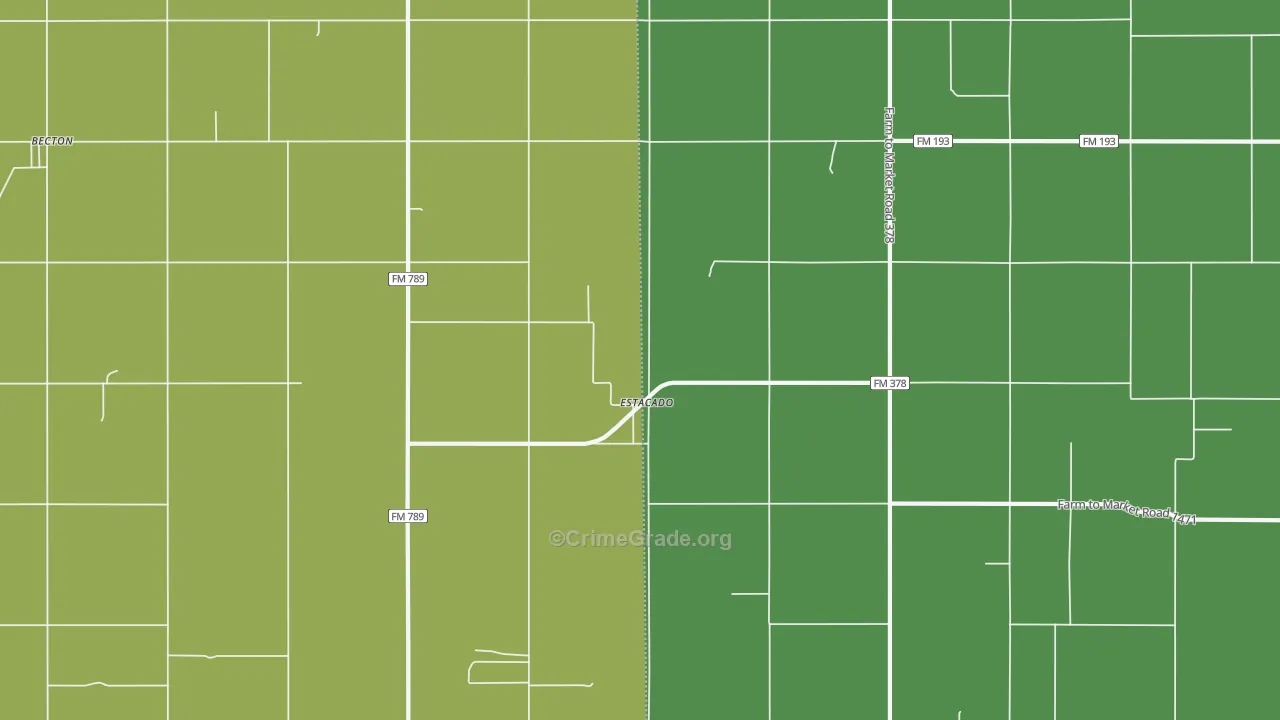 Estacado, TX Map of Vehicle Theft Rates