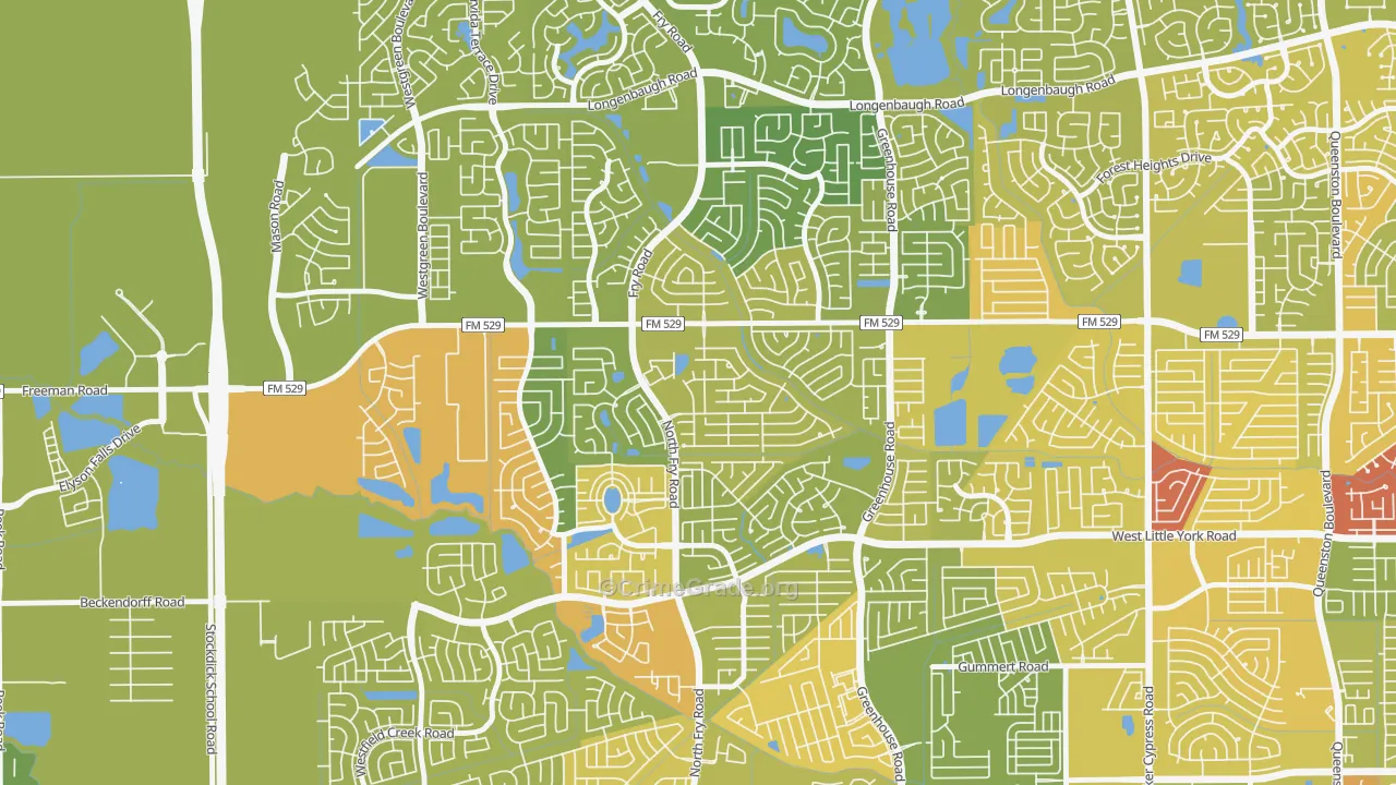 Estates Of Highland Creek, Katy, TX Map of Vehicle Theft Rates