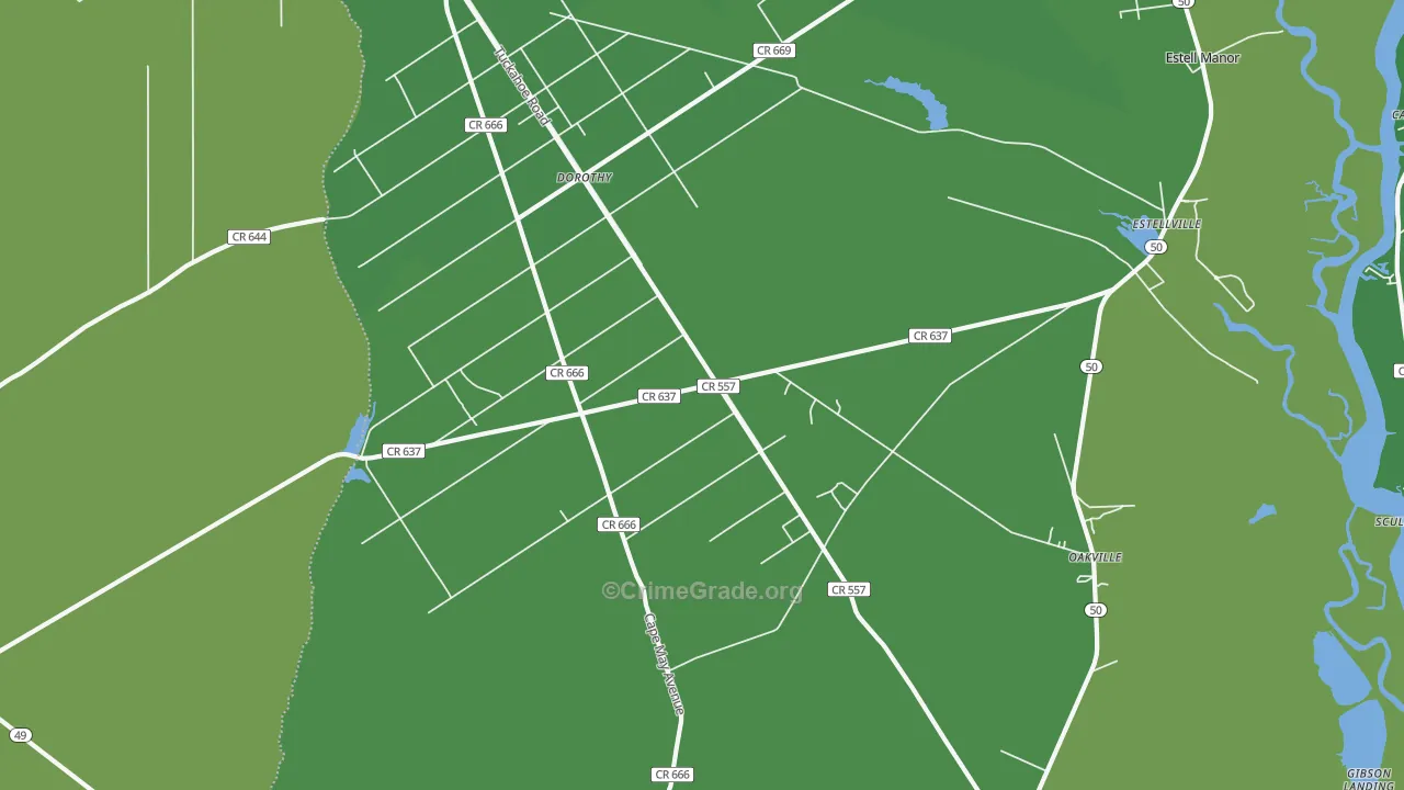 Estell Manor, NJ Map of Vehicle Theft Rates