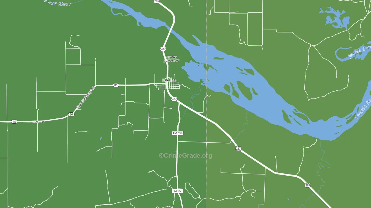 Estelline, TX Map of Vehicle Theft Rates