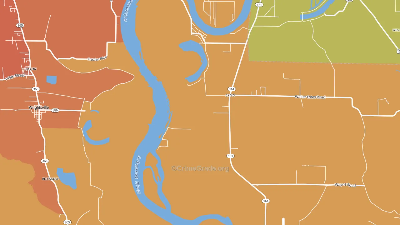 Estes, AR Map of Vehicle Theft Rates