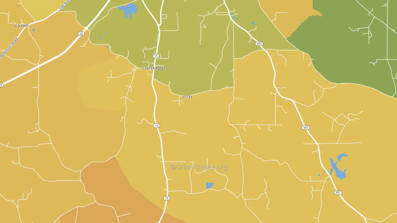Estes, MS Map of Vehicle Theft Rates