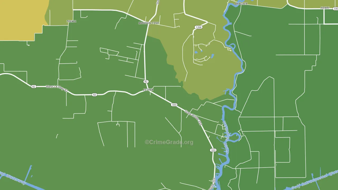 Esther, LA Map of Vehicle Theft Rates