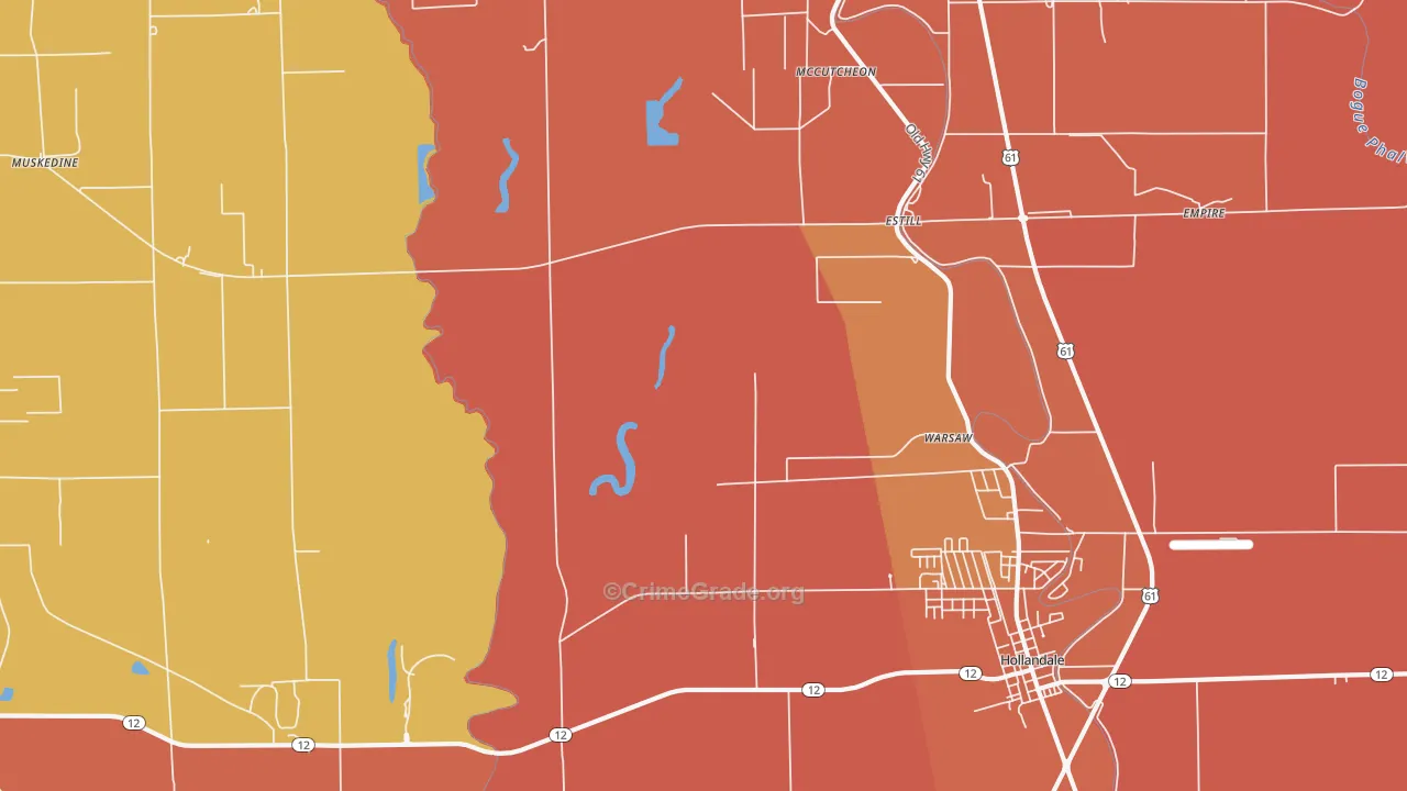 Estill, MS Map of Vehicle Theft Rates