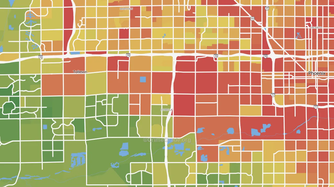 Estrella, Phoenix, AZ Map of Vehicle Theft Rates