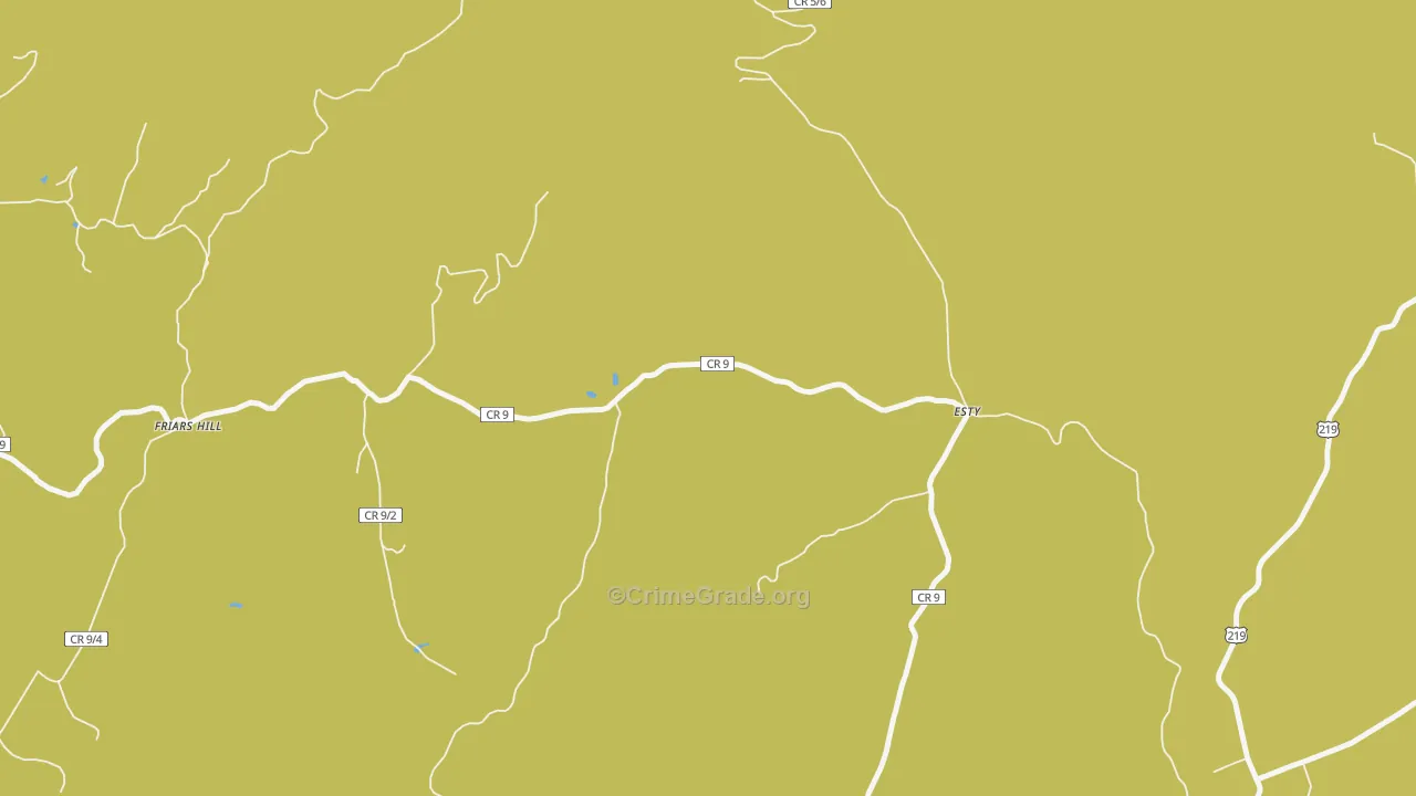 Esty, WV Map of Vehicle Theft Rates