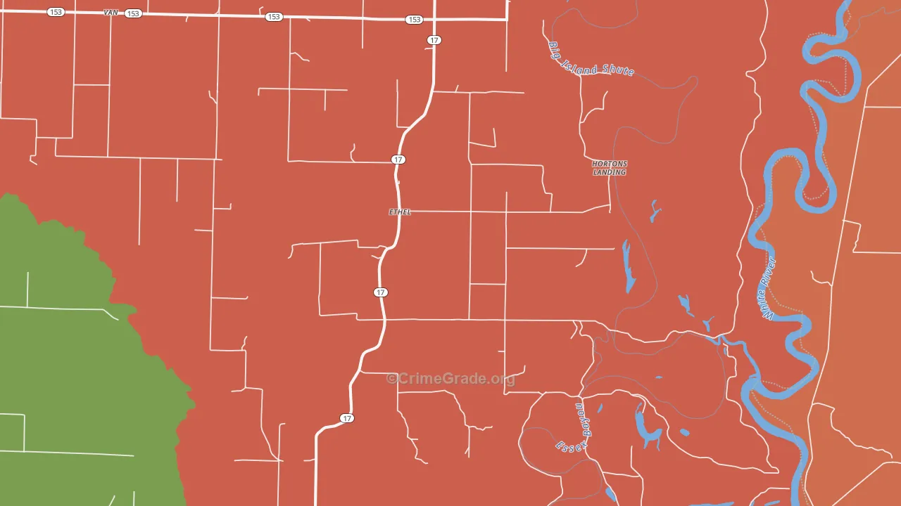 Ethel, AR Map of Vehicle Theft Rates