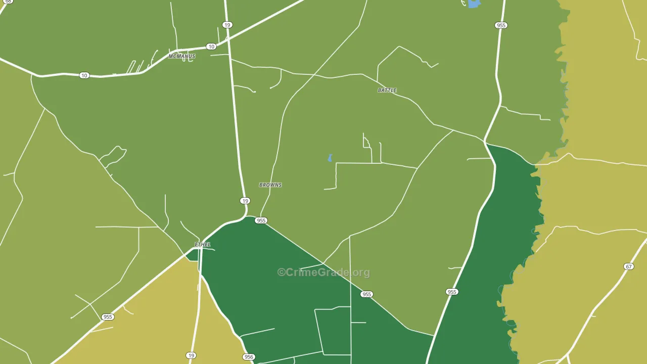 Ethel, LA Map of Vehicle Theft Rates