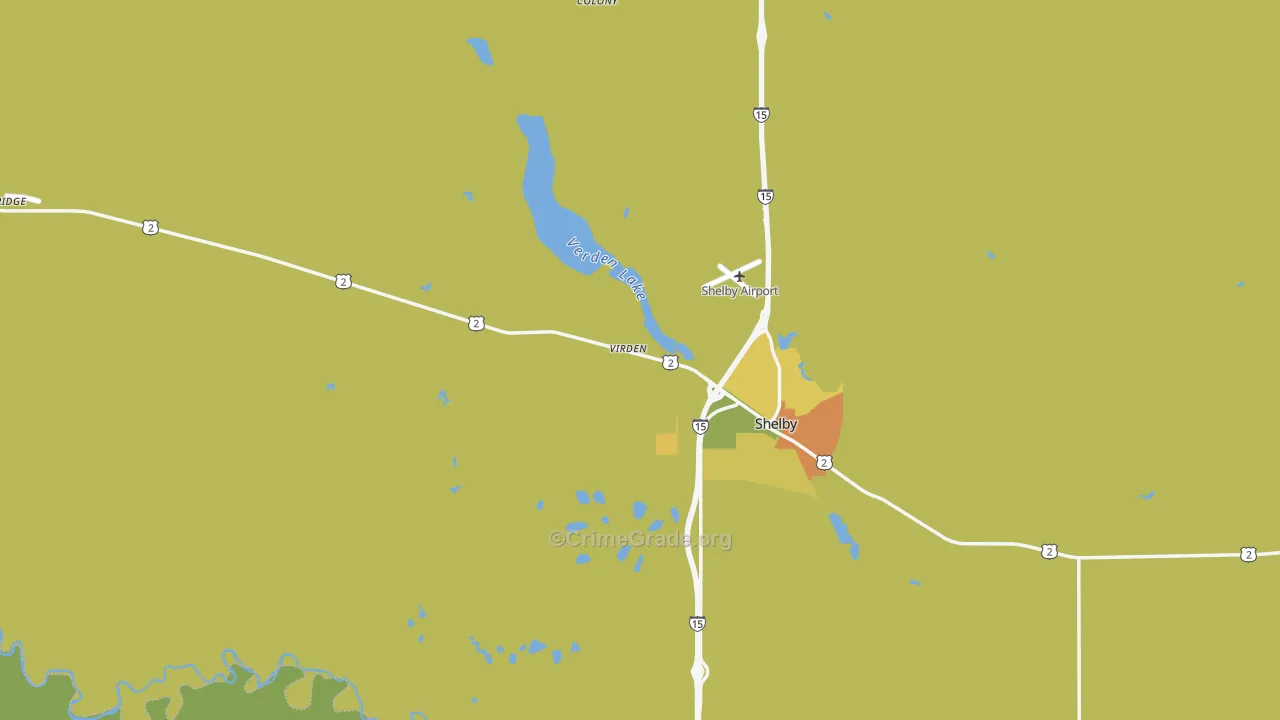 Ethridge, MT Map of Vehicle Theft Rates