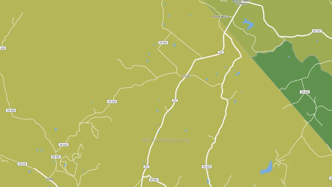Etlan, VA Map of Vehicle Theft Rates