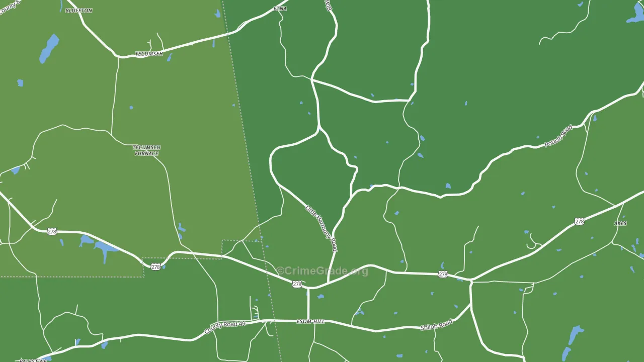 Etna, GA Map of Vehicle Theft Rates