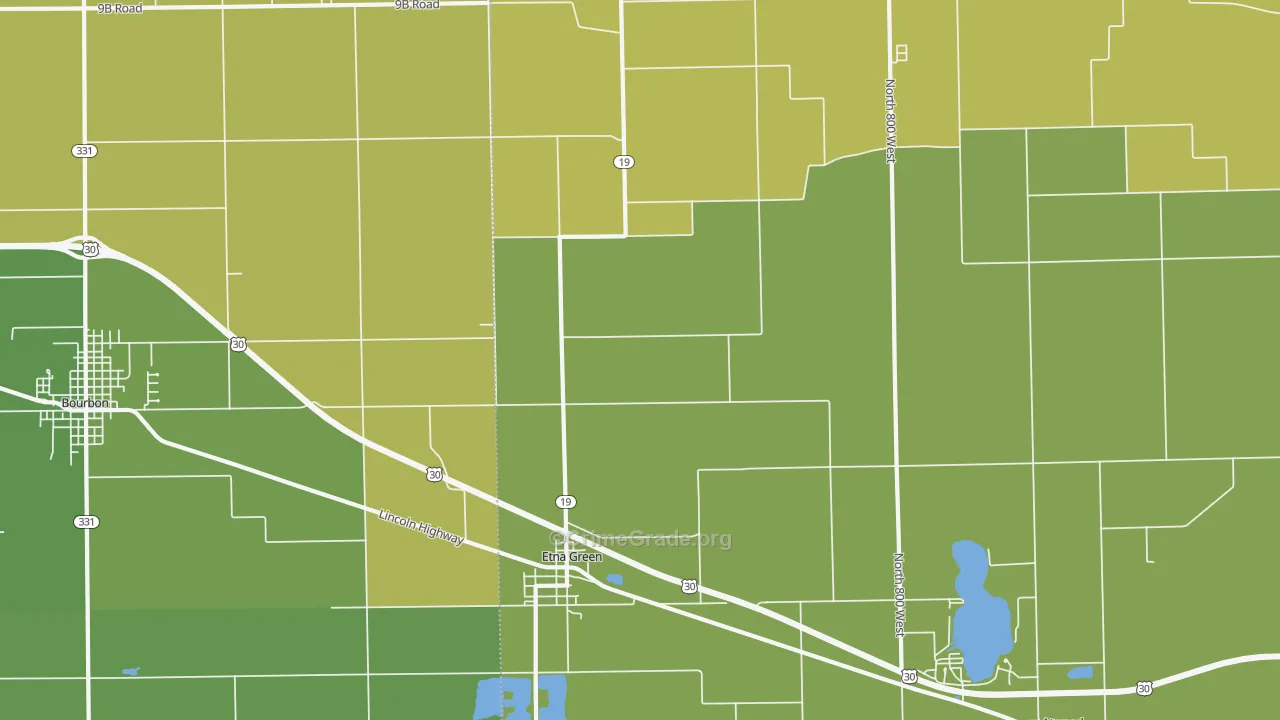 Etna Green, IN Map of Vehicle Theft Rates