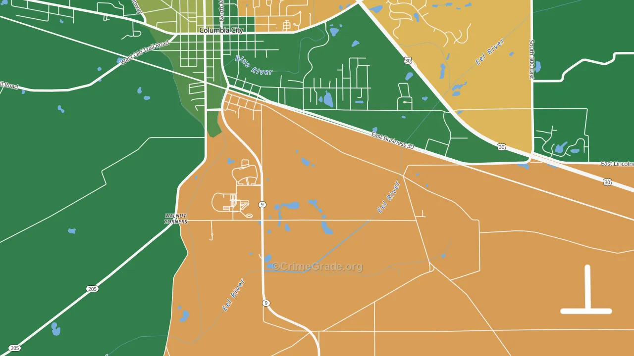 Etna, IN Map of Vehicle Theft Rates