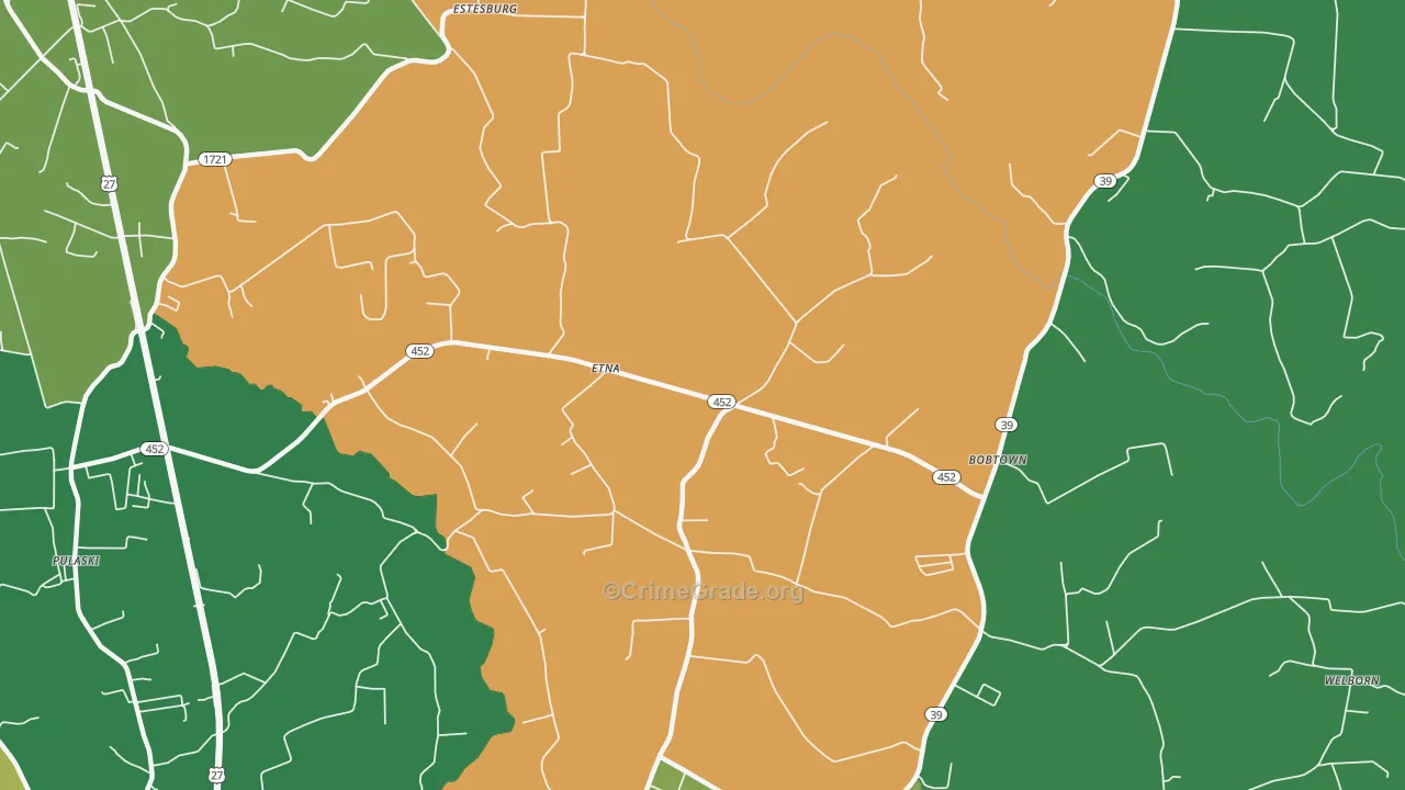 Etna, KY Map of Vehicle Theft Rates