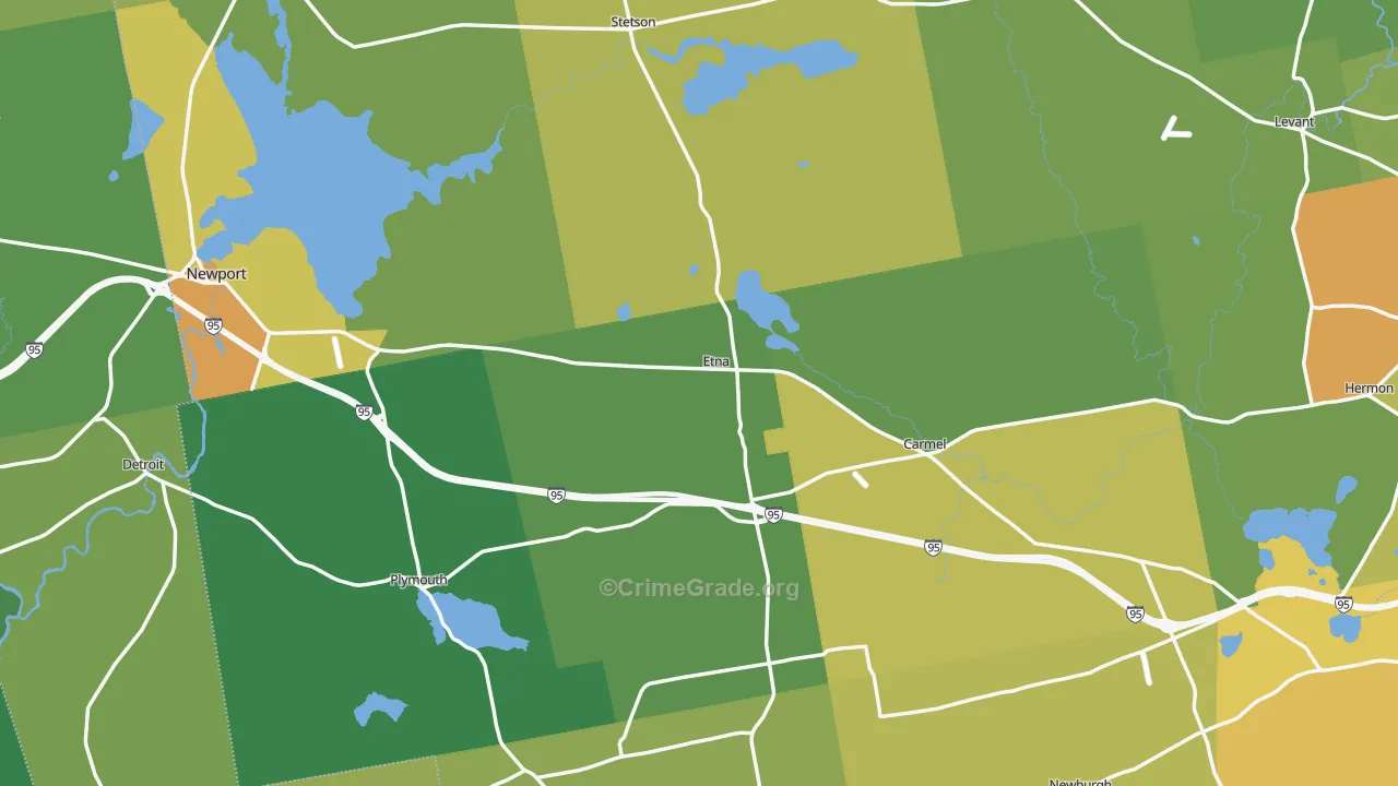 Etna, ME Map of Vehicle Theft Rates