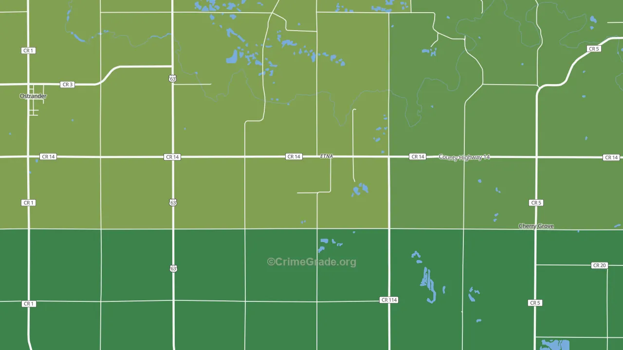 Etna, MN Map of Vehicle Theft Rates