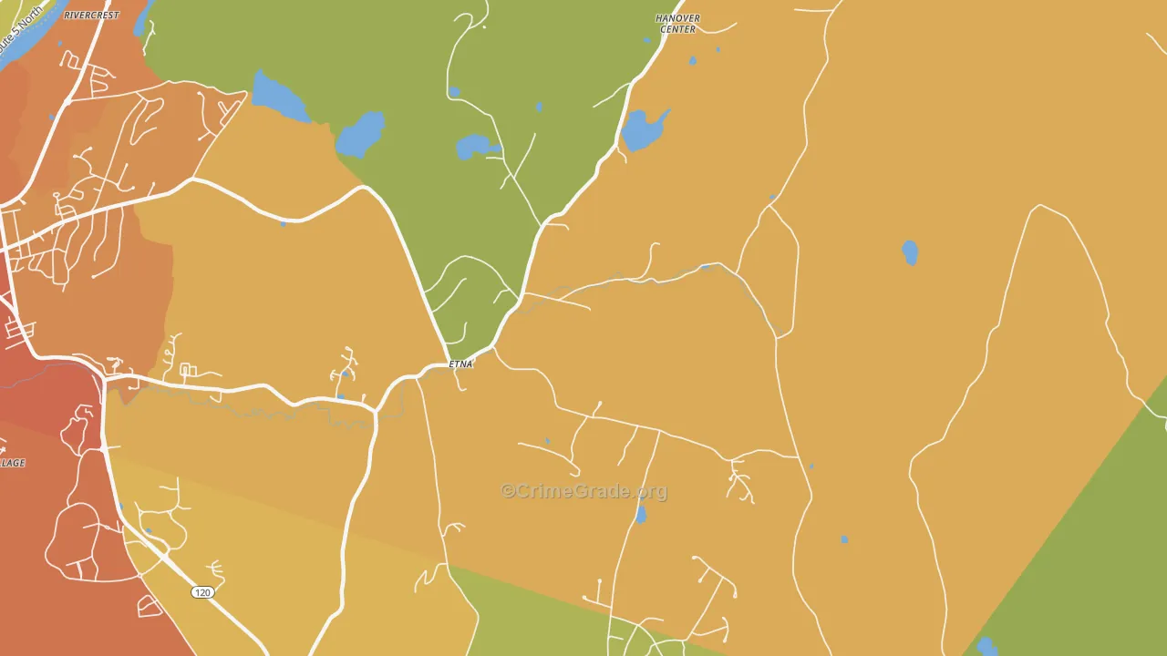 Etna, NH Map of Vehicle Theft Rates