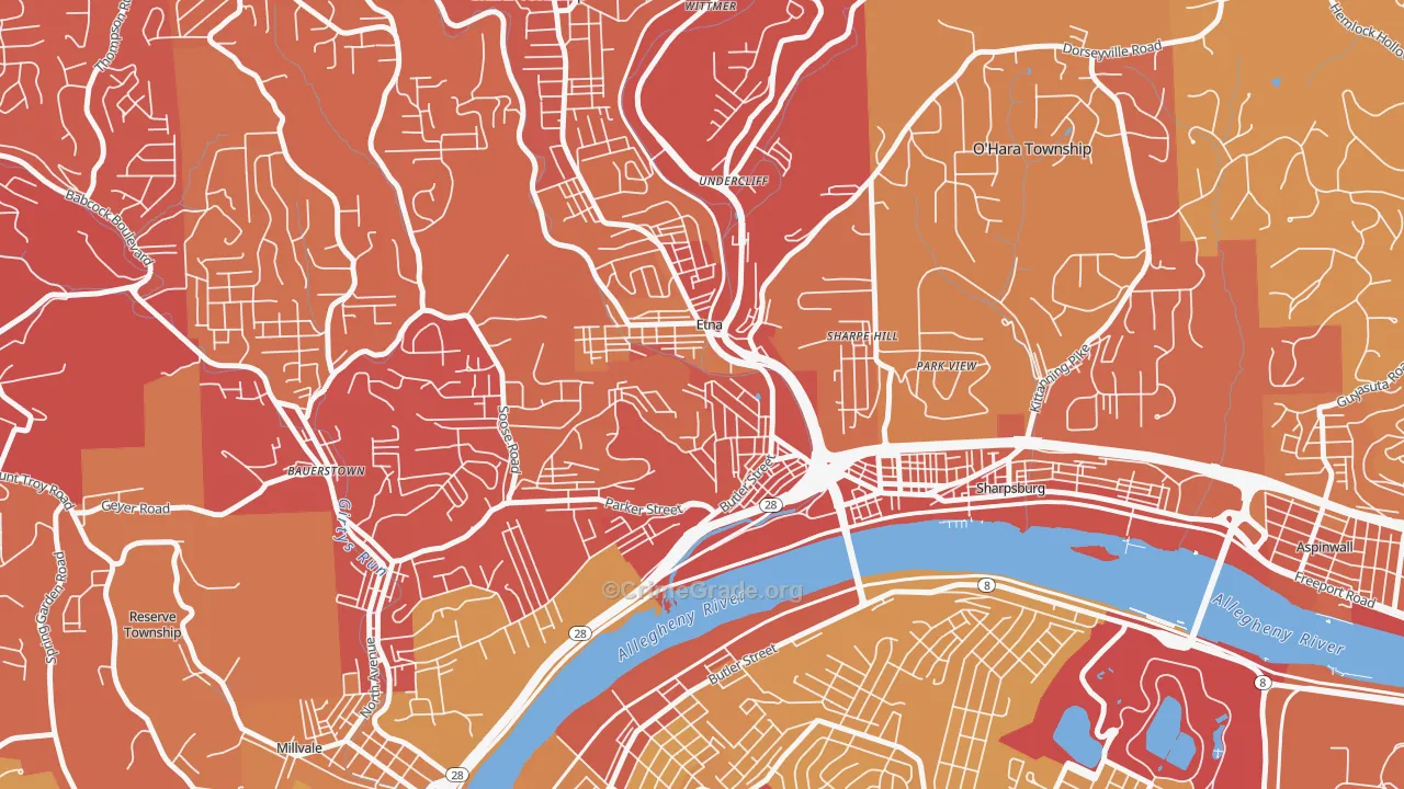 Etna, PA Map of Vehicle Theft Rates