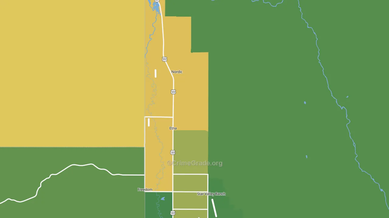 Etna, WY Map of Vehicle Theft Rates