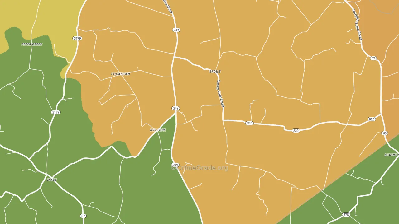 Etoile, KY Map of Vehicle Theft Rates