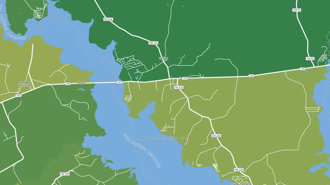 Etoile, TX Map of Vehicle Theft Rates