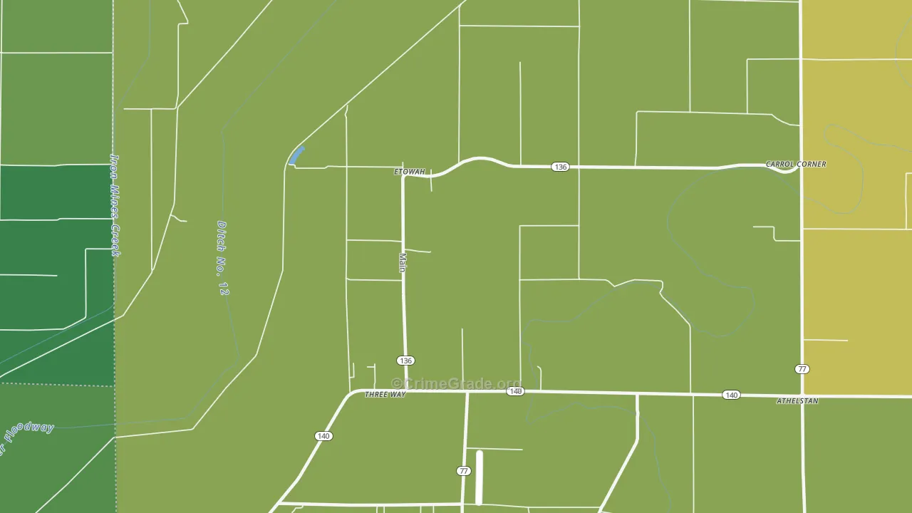 Etowah, AR Map of Vehicle Theft Rates