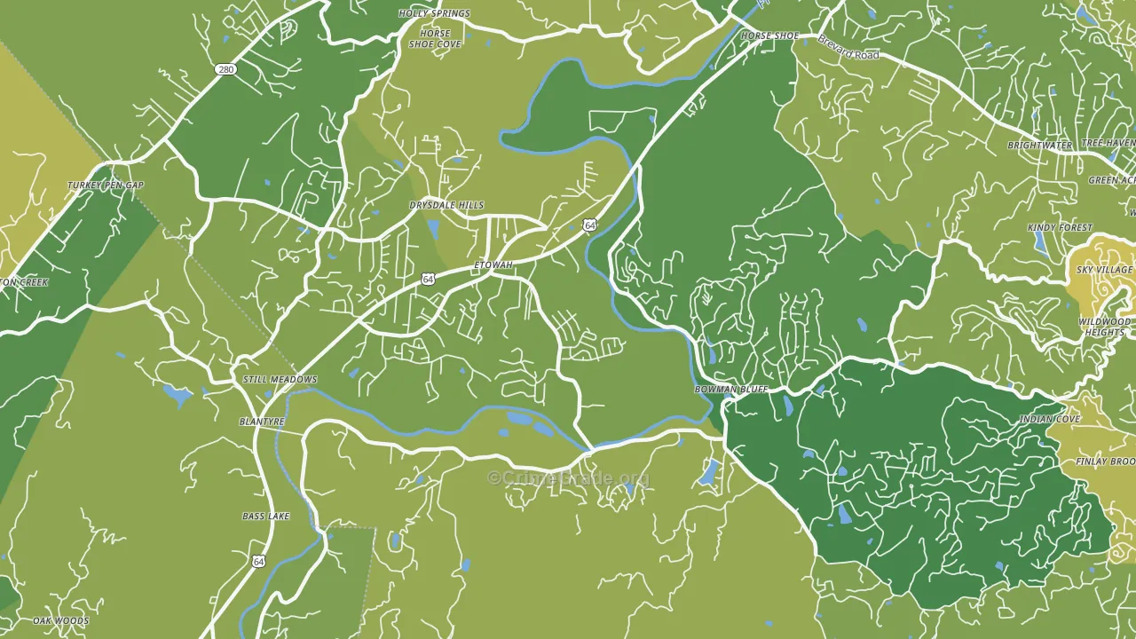 Etowah, NC Map of Vehicle Theft Rates
