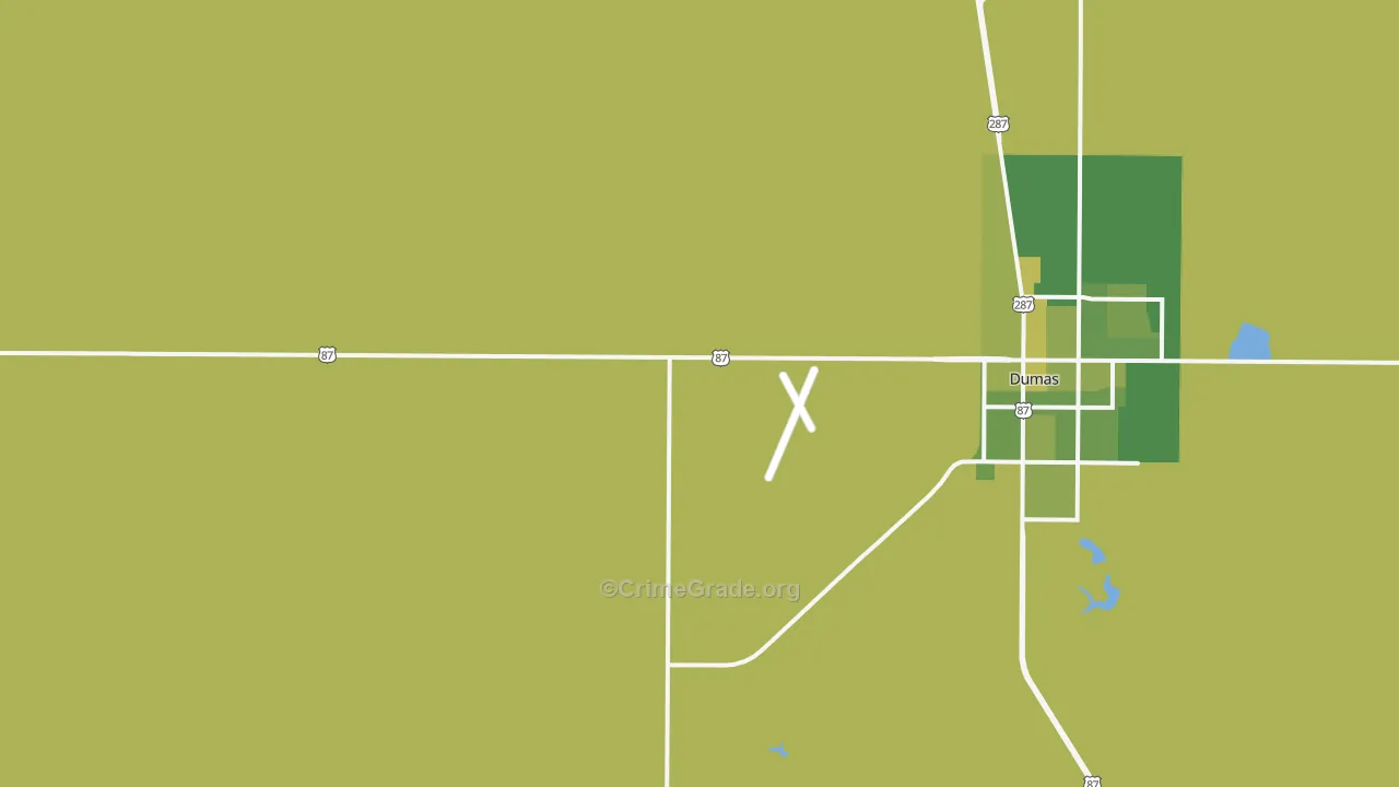 Etter, TX Map of Vehicle Theft Rates
