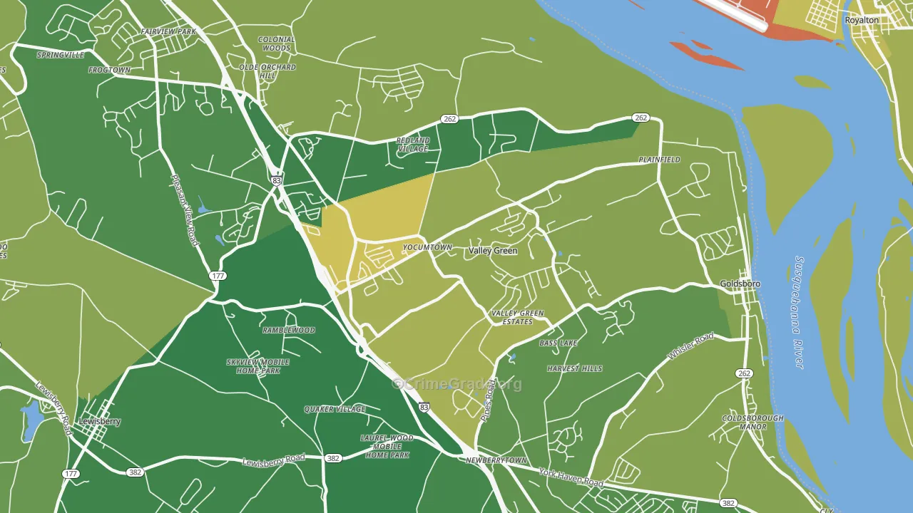 Etters, PA Map of Vehicle Theft Rates