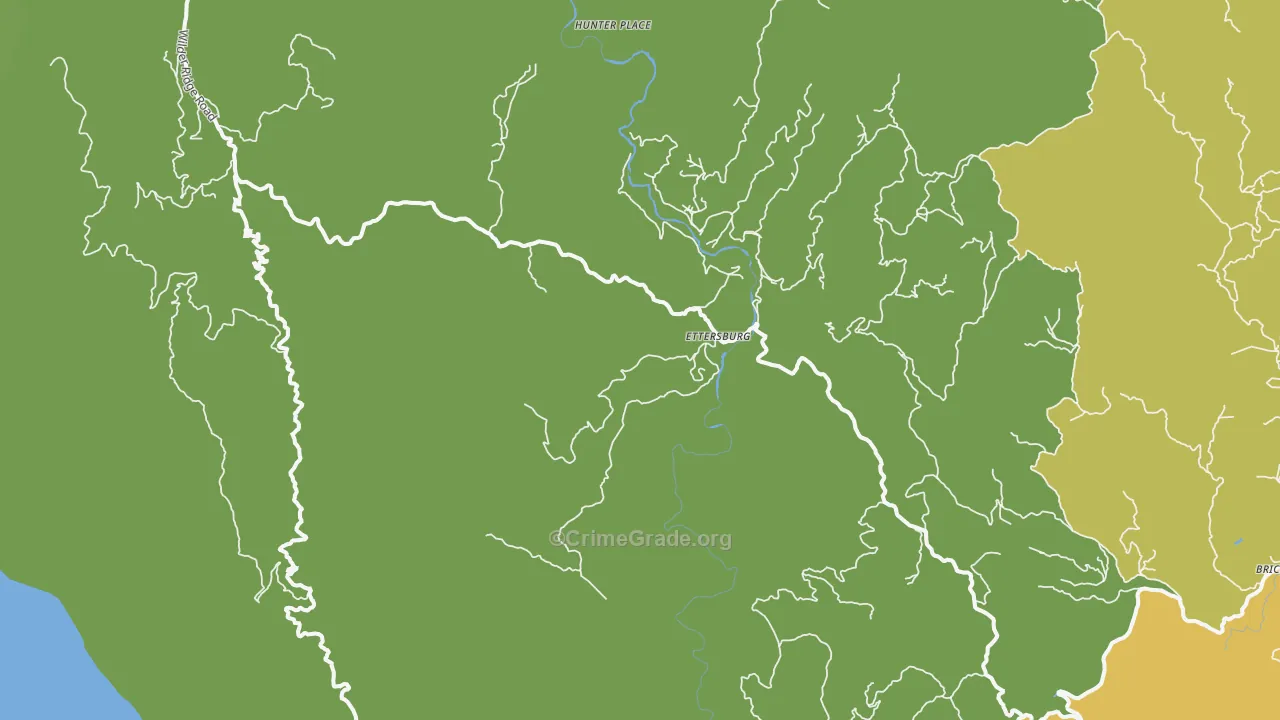 Ettersburg, CA Map of Vehicle Theft Rates