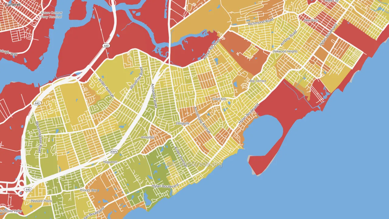 Ettingville, Staten Island, NY Map of Vehicle Theft Rates