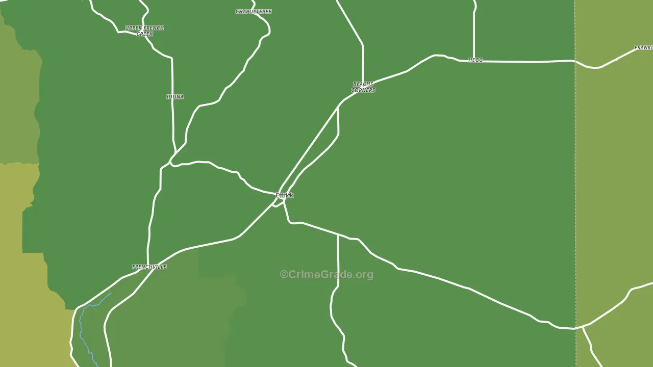 Ettrick, WI Map of Vehicle Theft Rates