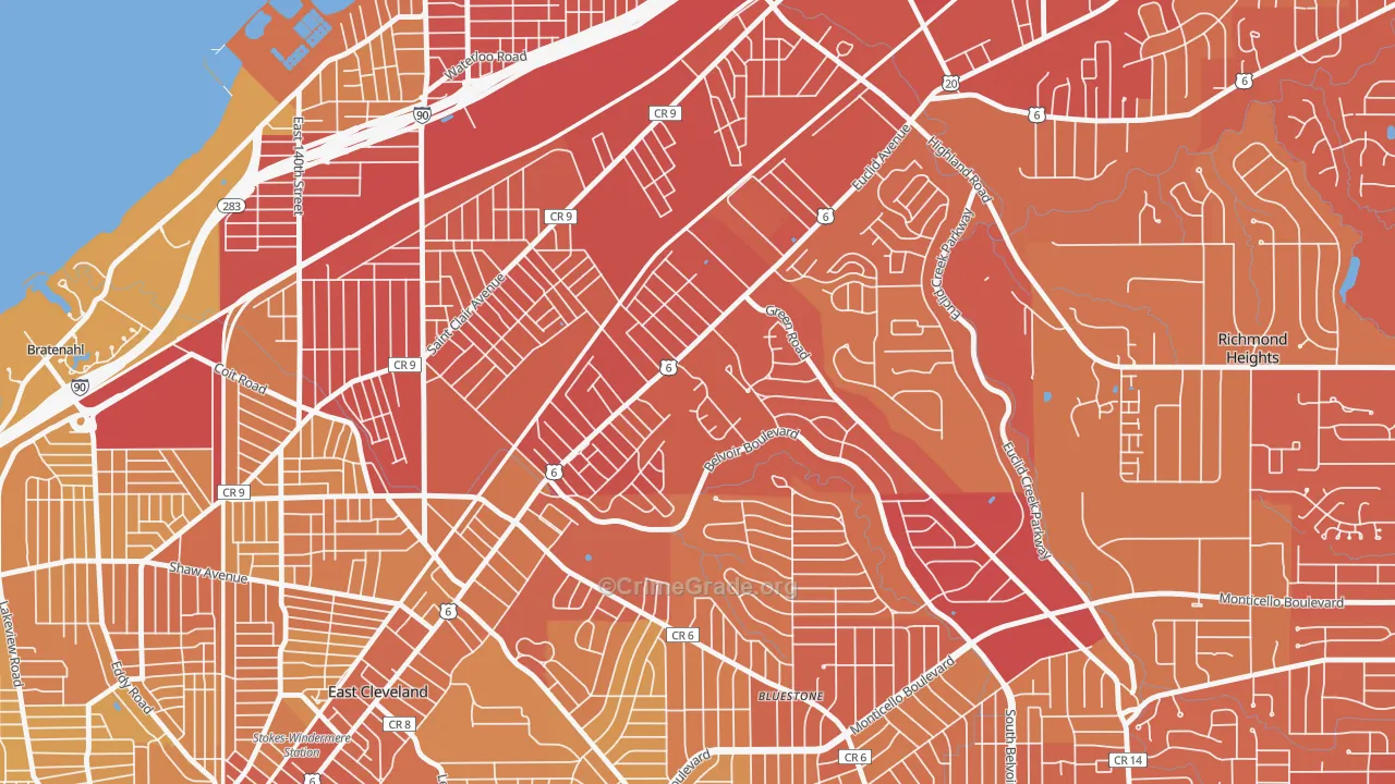 Euclid-Green, Cleveland, OH Map of Vehicle Theft Rates