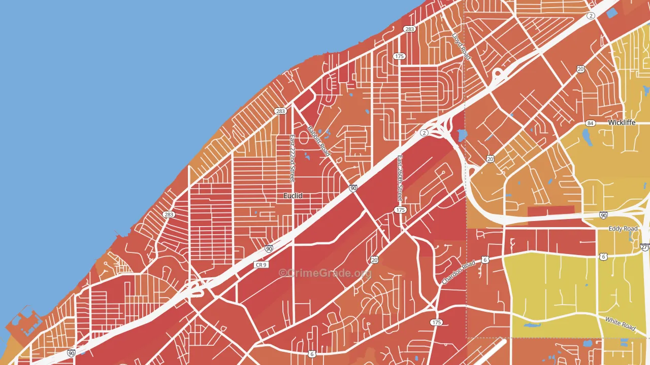 Euclid, OH Map of Vehicle Theft Rates
