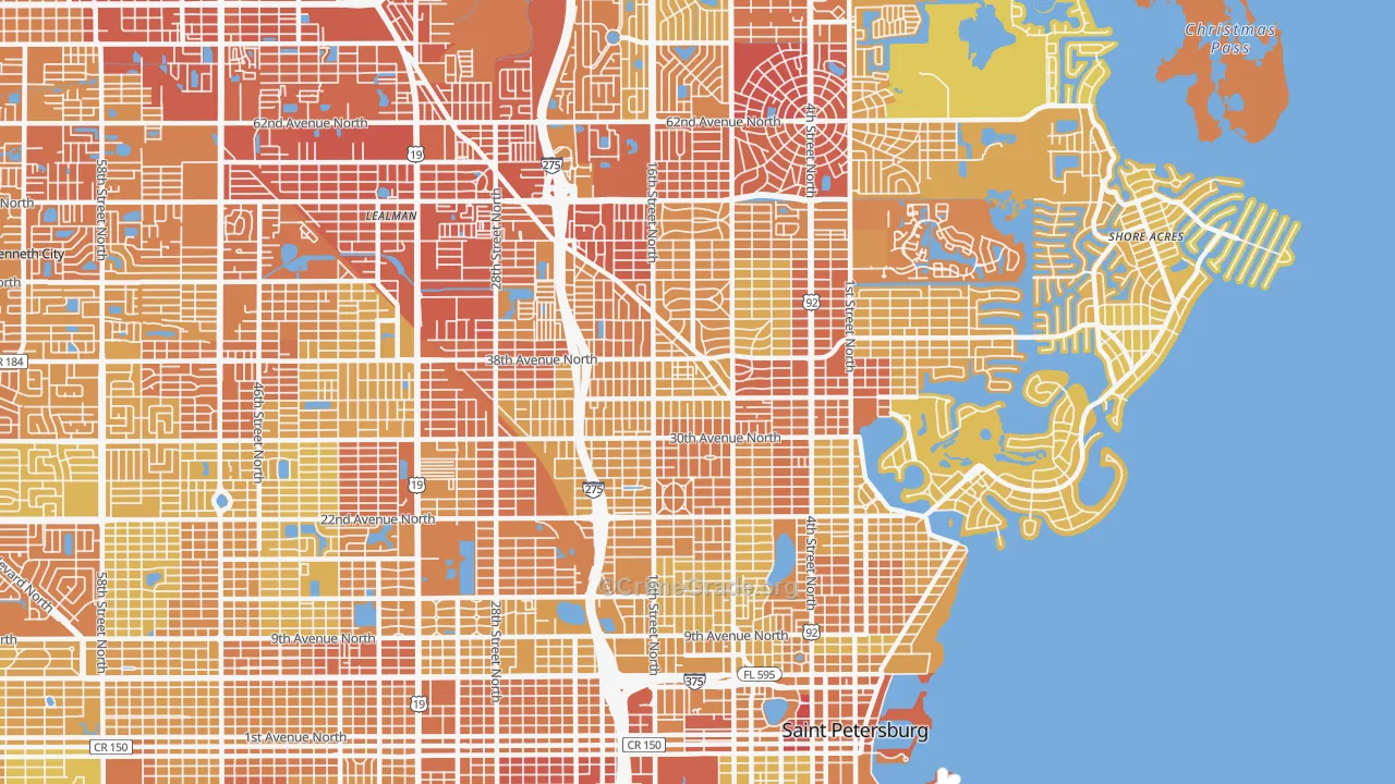 Euclid-St Paul, St. Petersburg, FL Map of Vehicle Theft Rates