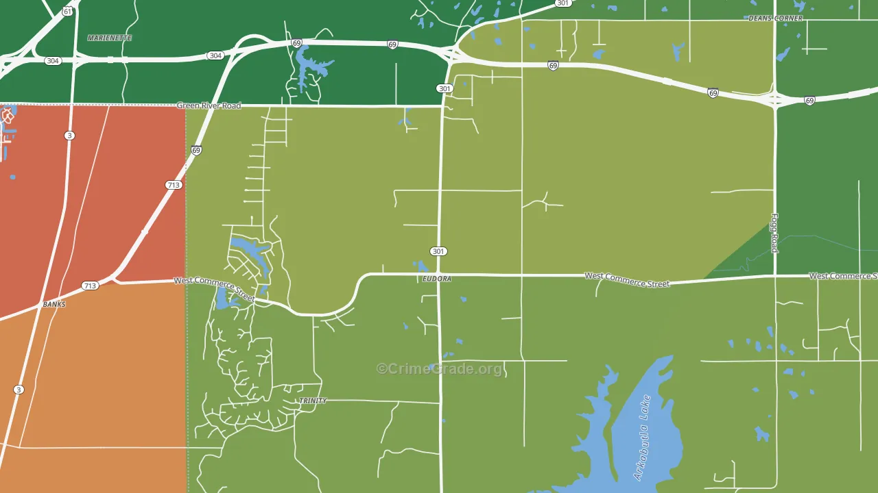 Eudora, MS Map of Vehicle Theft Rates