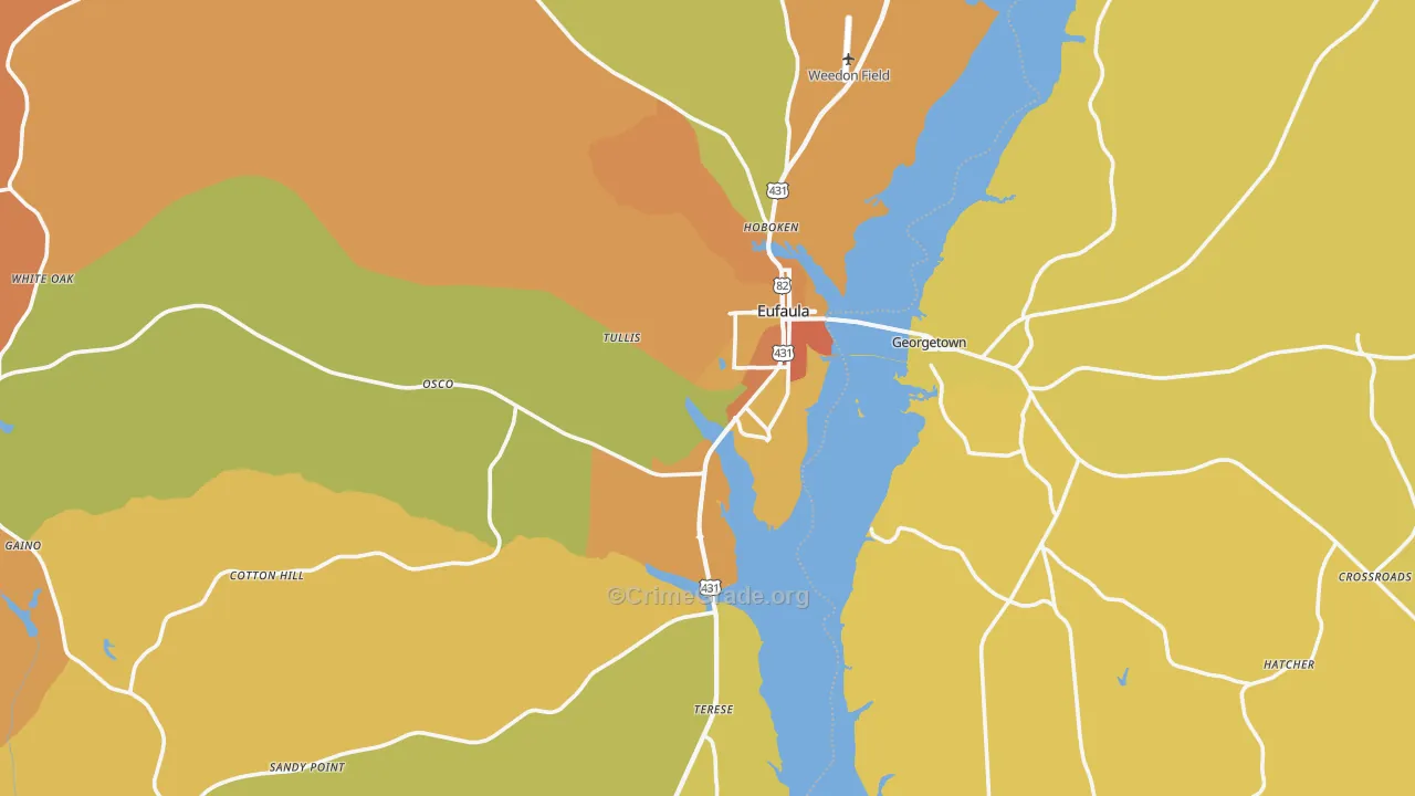 Eufaula, AL Map of Vehicle Theft Rates