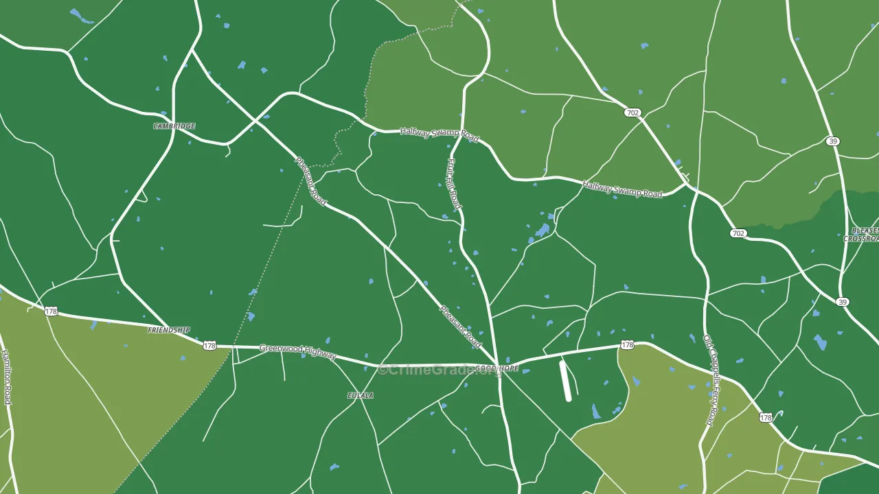 Eulala, SC Map of Vehicle Theft Rates