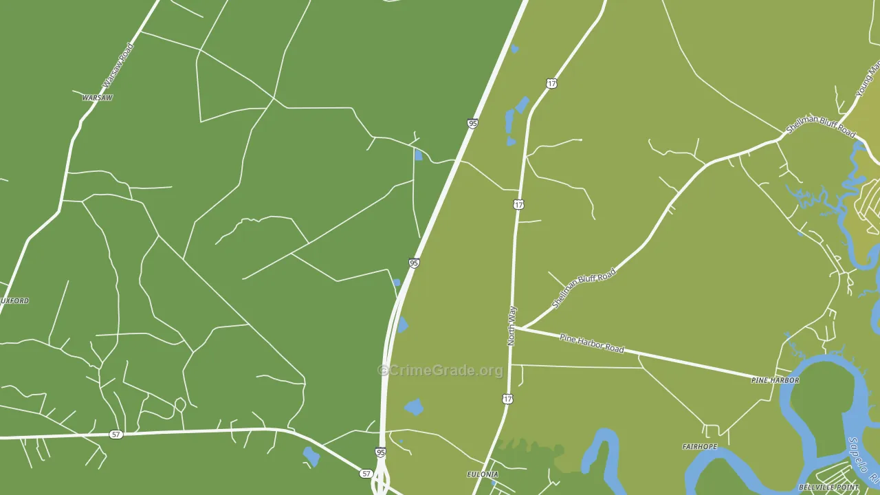 Eulonia, GA Map of Vehicle Theft Rates