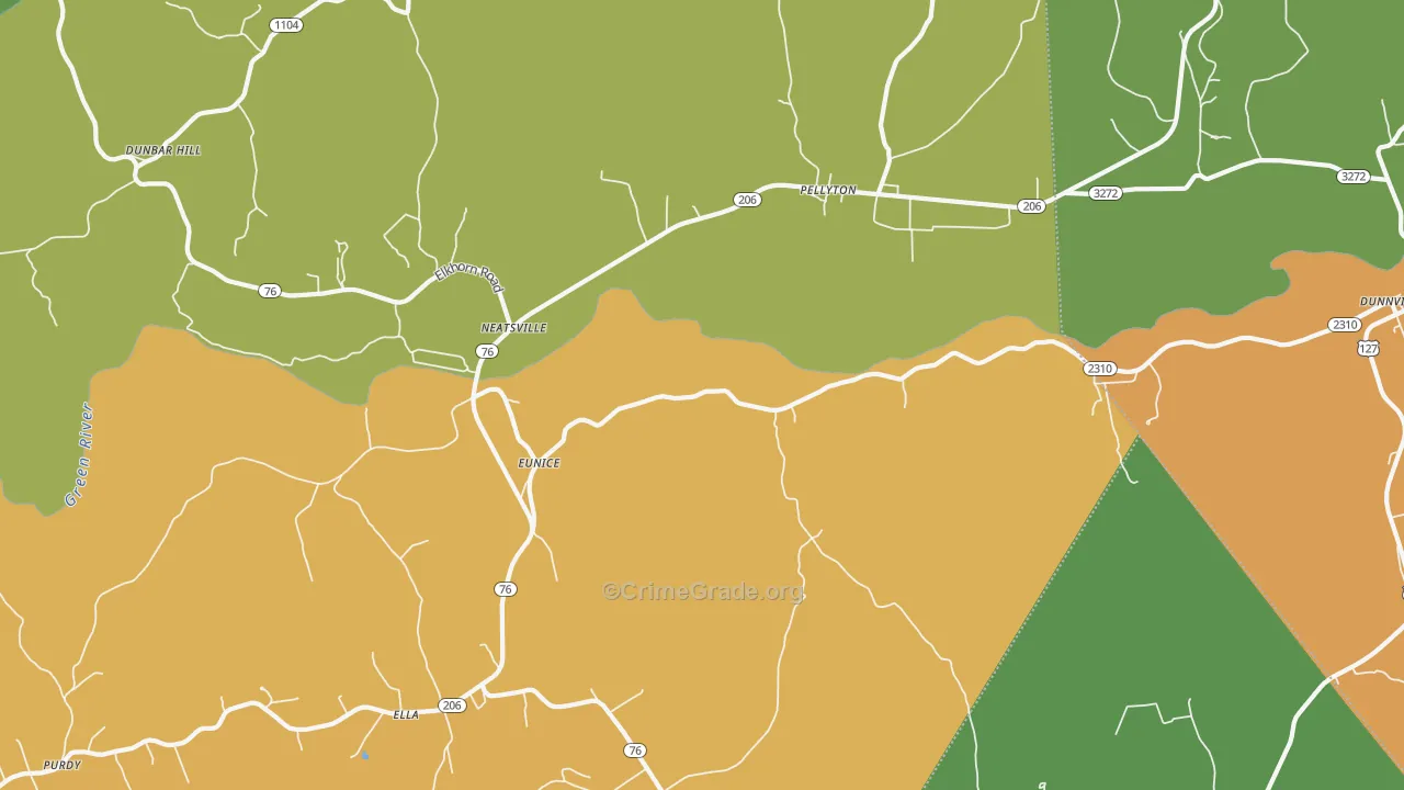 Eunice, KY Map of Vehicle Theft Rates