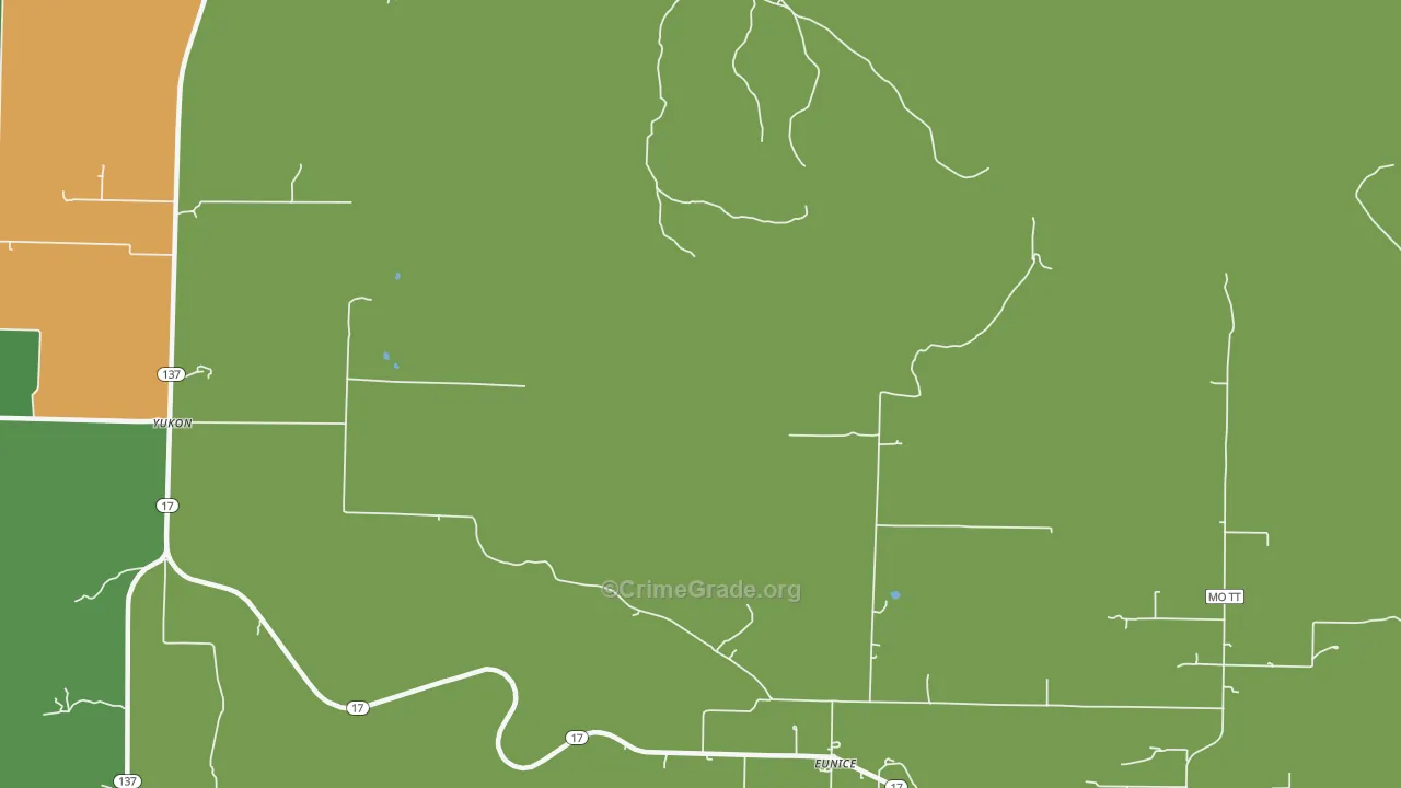 Eunice, MO Map of Vehicle Theft Rates