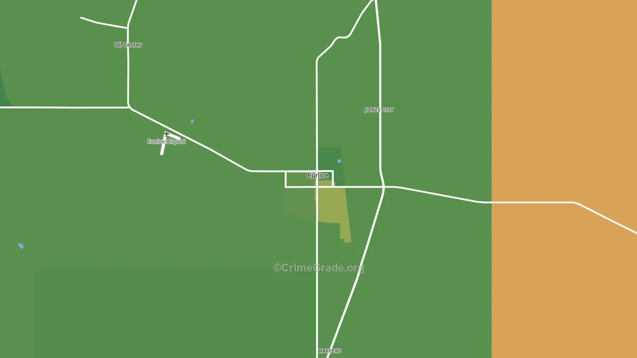 Eunice, NM Map of Vehicle Theft Rates